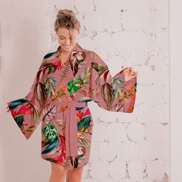Robe tipo Kimono Naps em estampas exclusivas 100% algodão, com toque acetinado e modelagem solta