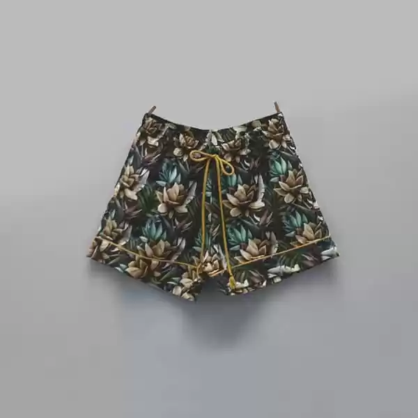 Shorts masculino Naps na estampa Savana Wind, em tecido 100% algodão com toque acetinado e modelagem solta