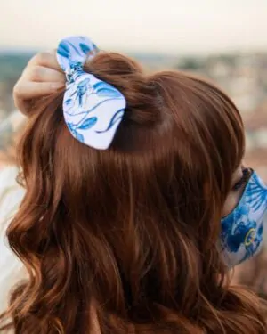 Elástico de cabelo Naps, com laço em tecido 100% algodão com toque acetinado