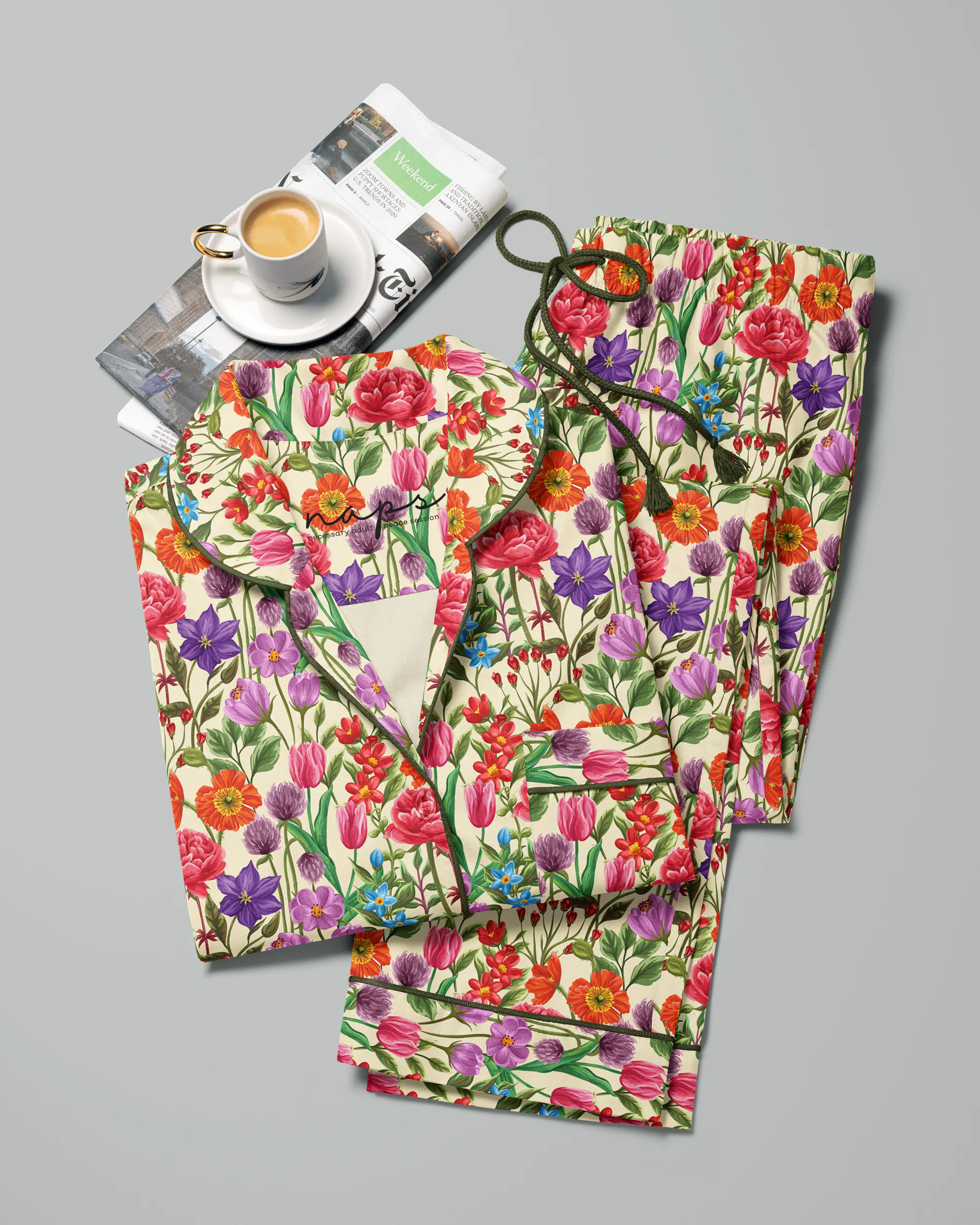 Pijama feminino Doce Jardim manga curta e calça - Imagem 9