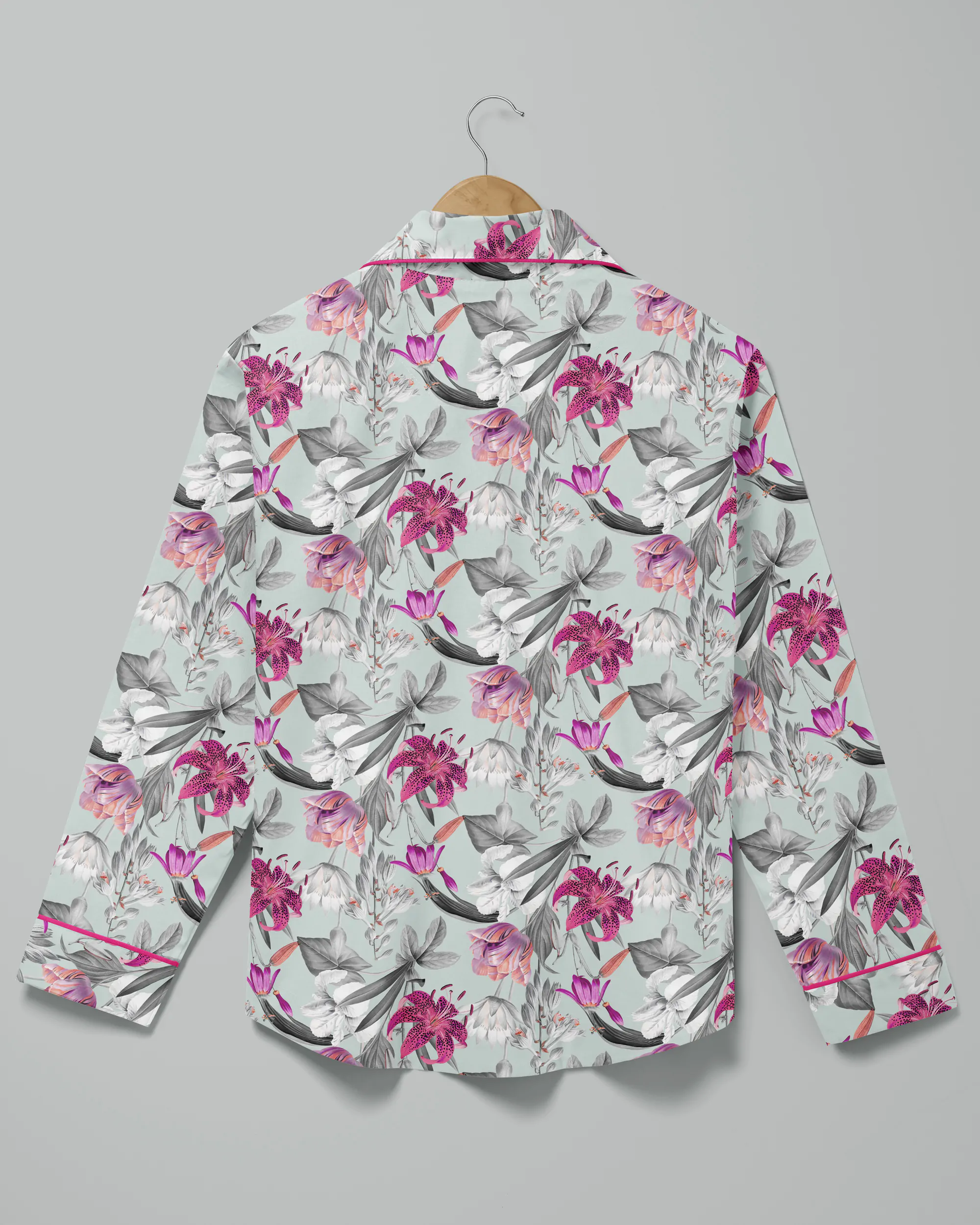 Pijama feminino Lilies Iceberg manga longa e shorts - Imagem 3