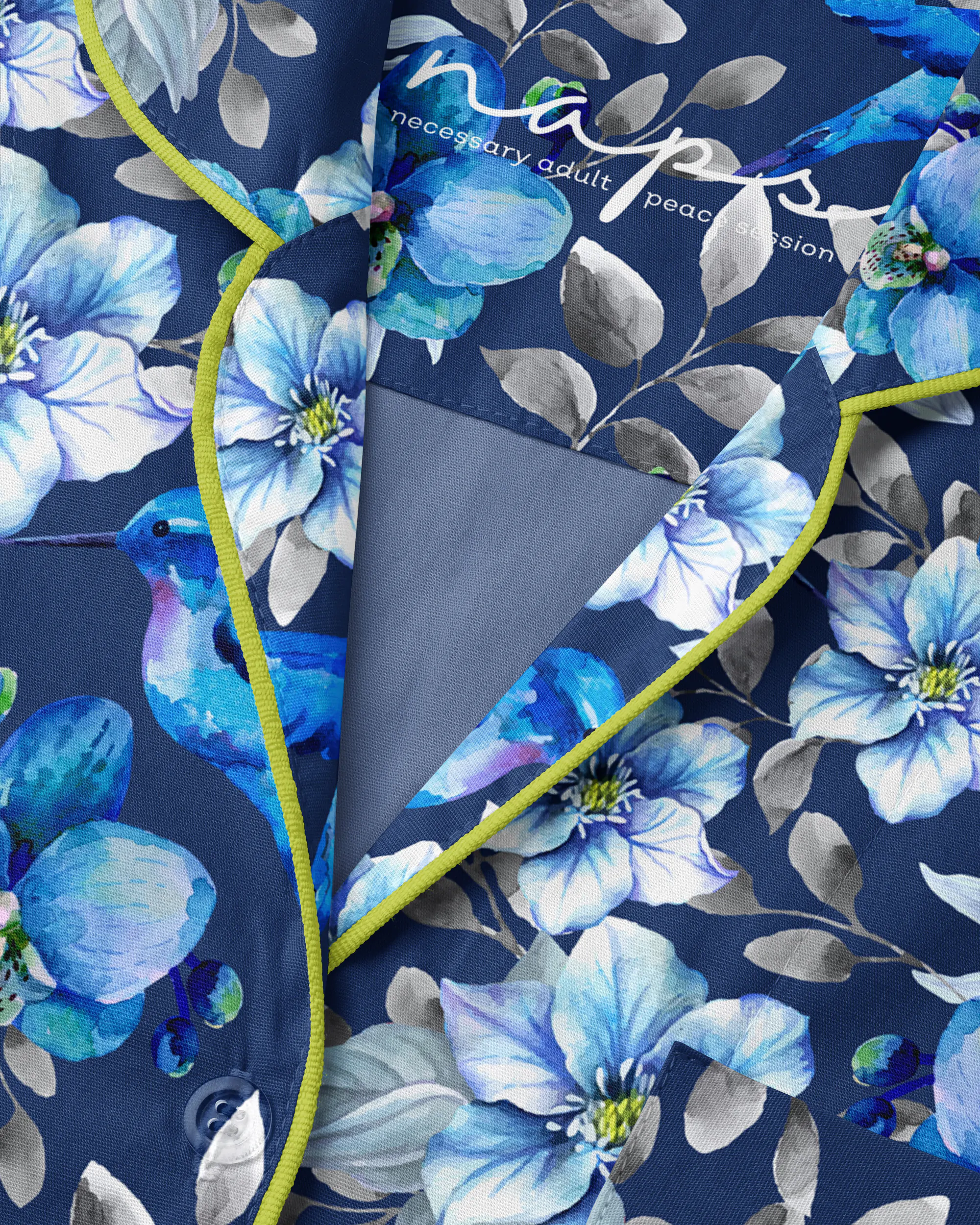 Pijama feminino Azul Silencioso manga longa e calça - Imagem 9