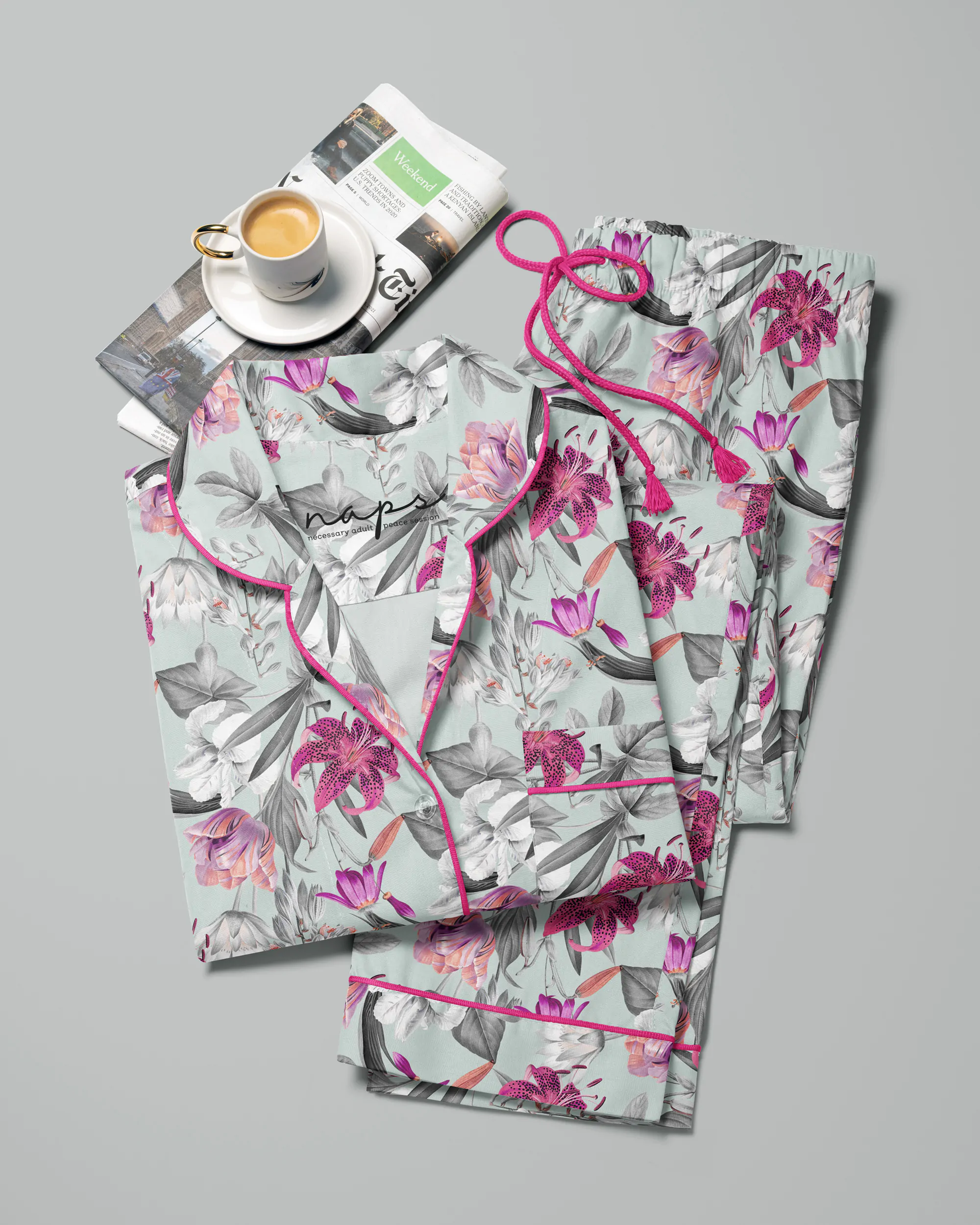 Pijama feminino Lilies Iceberg manga curta e calça - Imagem 7