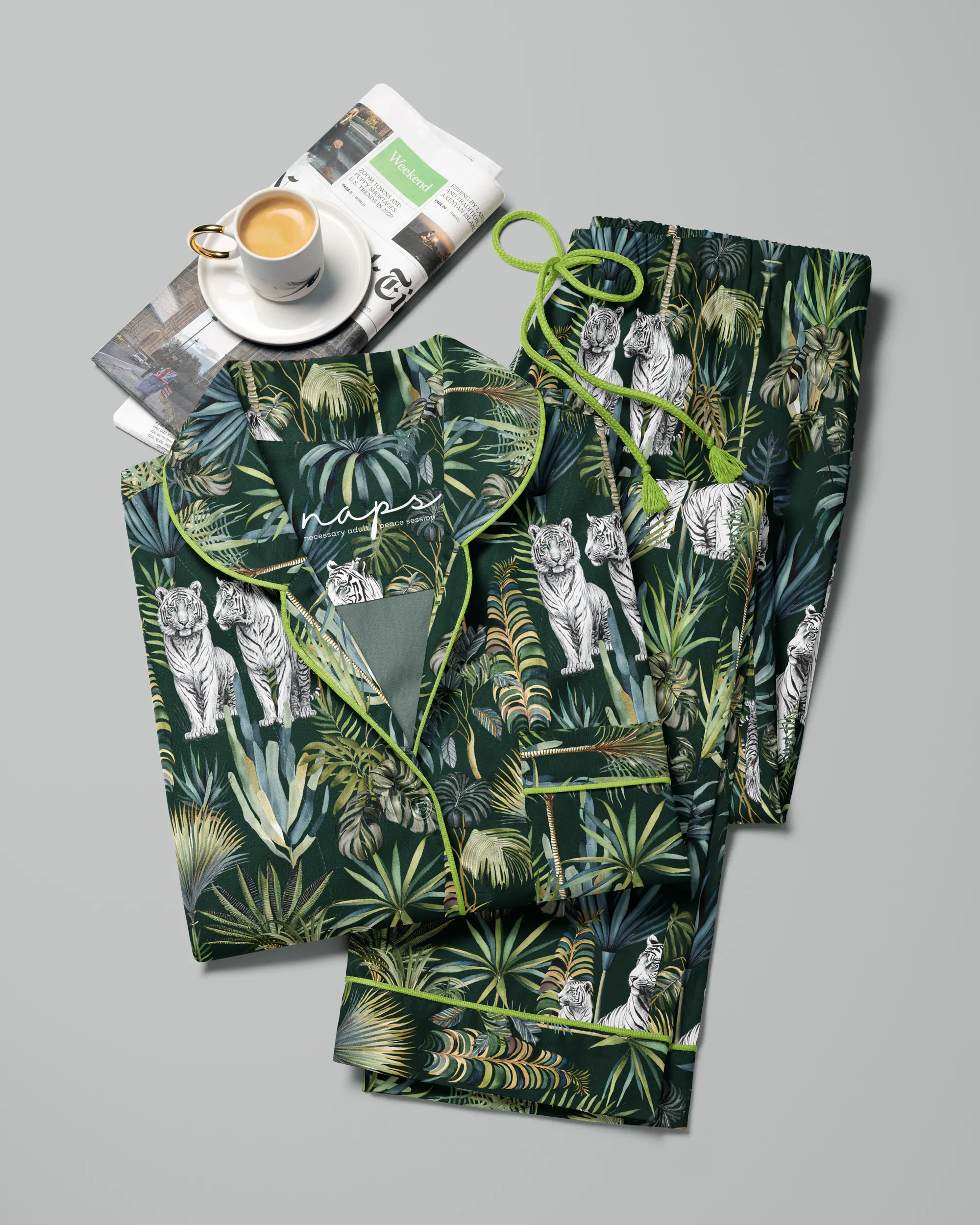 Pijama feminino Natureza Selvagem manga curta e calça - Imagem 7