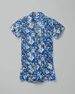 Pijama feminino Azul Silencioso manga curta e shorts