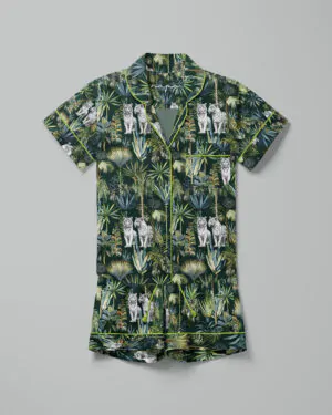 Pijama feminino Natureza Selvagem manga curta e shorts