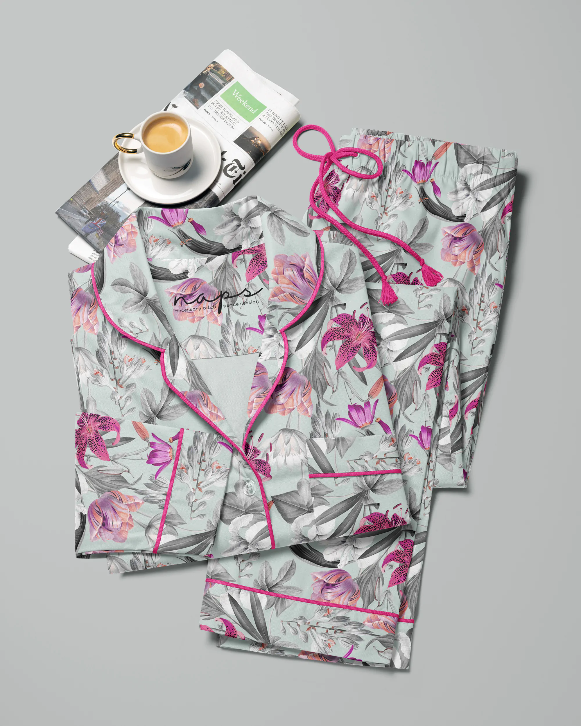 Pijama feminino Lilies Iceberg manga longa e calça - Imagem 8