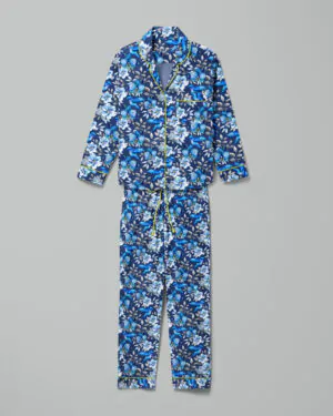 Pijama feminino Azul Silencioso manga longa e calça