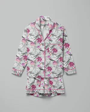 Pijama feminino Lilies Iceberg manga longa e shorts