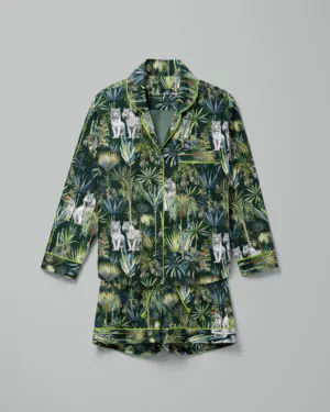 Pijama feminino Natureza Selvagem manga longa e shorts