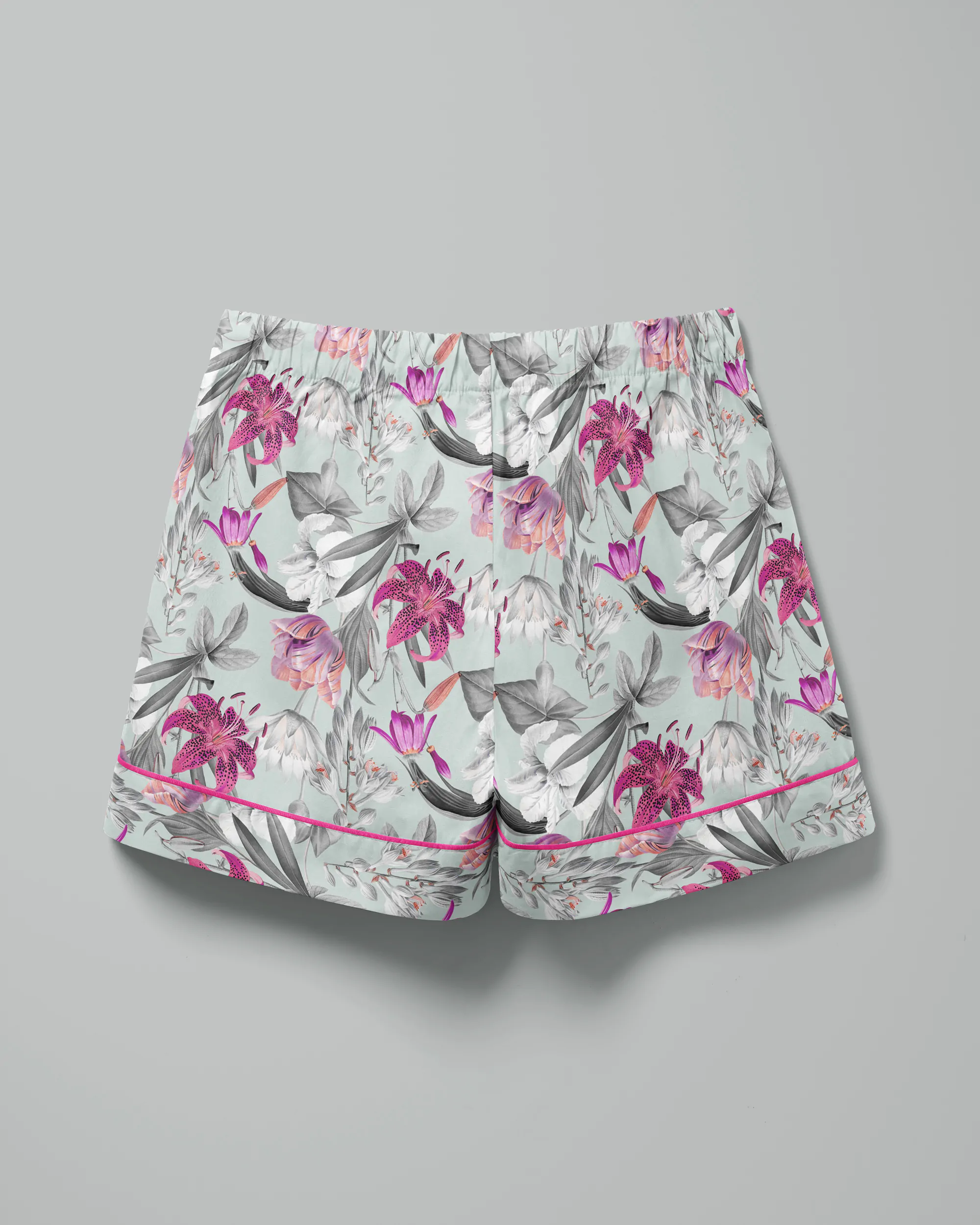 Pijama feminino Lilies Iceberg manga longa e shorts - Imagem 5