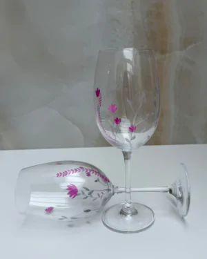 Taça de Cristal pintada à mão Lilies Iceberg 480 ml