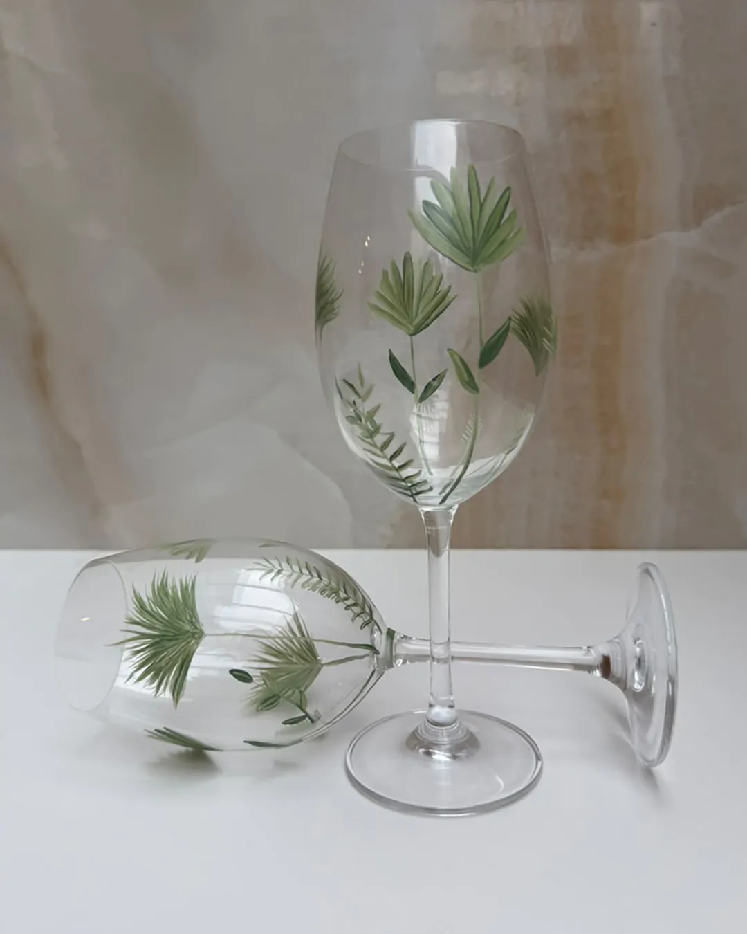 Taça de Cristal pintada à mão Natureza Selvagem 480 ml
